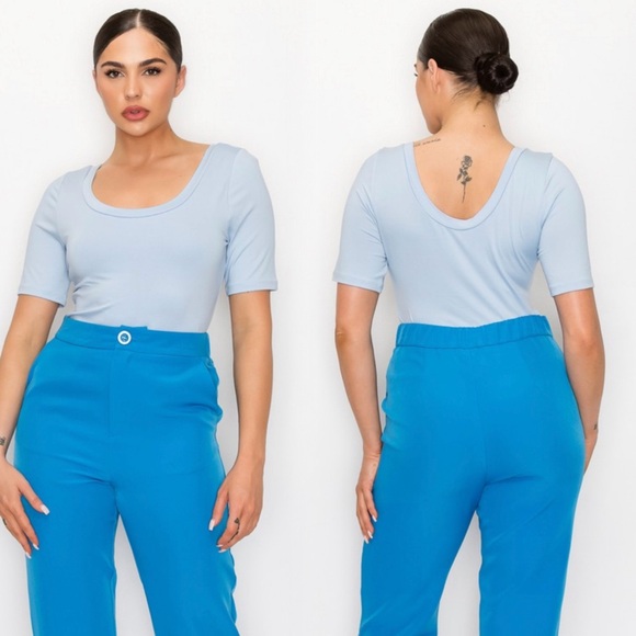 Tops - Baby light blue butter soft short sleeve top